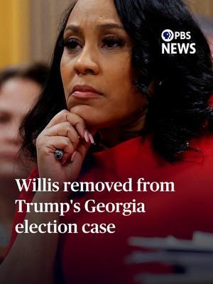 Prosecutor Fani Willis disqualified from Trump election interference case in Georgia A Georgia appeals court has disqualified the top prosecutor overseeing an election interference case against President-elect Donald Trump and his allies, a decision that could upend the case. Fulton County District Attorney Fani Willis was disqualified because she had a romantic relationship with an attorney she hired to help run the investigation. William Brangham reports. #pbsnewshour #pbsnews #newshour #faniwillis #georgia #fulton #fultoncounty #donaldtrump #trump #electioninterferance #2020election #news