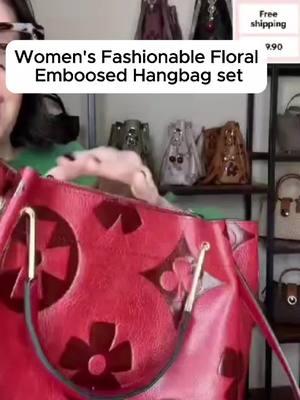 Women's Fashionable floral embossed Handbag set, including large capacity handbag & crossbody bag, #bag #floral #fashion #capacity #highquality #handbag #womensbag #christmasgift #fyp #TikTokShop #tiktokshopfinds #dealsforyoudays #tiktokshopholidayhaul 