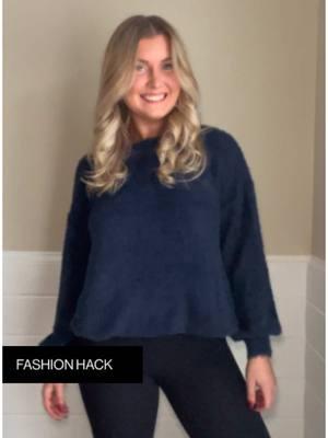 Next time your sweater is too long or you want to crop your sweater... save this video to try this hack! ✨ #fashionhack #sweaterhack #croppedsweater #croppedsweaterhack #fashionhacksforwomen #fashionhacks #joincheckmate #checkmatesavings