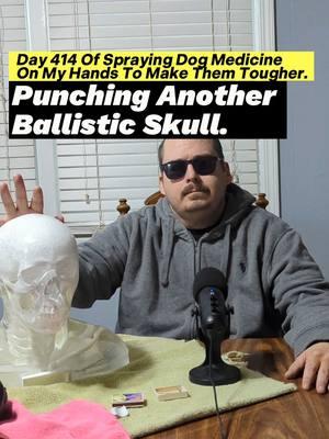 Day 414 Of Spraying Dog Medicine On My Hands To Make Them Tougher. Punching Another Ballistic Skull. #roughhands #dogmedicine #ironfist #martialarts #sandpaper #boxing #ballisticdummy #badmintontraining #toughhandspray #dogspray #softhands #bluecollar #asmr #oddlysatisfying #microfibertowel #skincareroutine #fistofthedogmedicine #fyp 