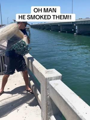 Throwing the cast net on top of skyway fishing pier! We loaded up on bait for the day of fishing! #castnet #netfishing #bait #skyway #tampabay 