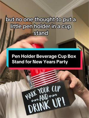 Is this pen holder cup box stand a game changer for a New Years party or nah? #newyearseve #partyideas #beveragecupstoragebox #drinkingbuddies 