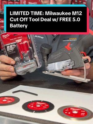 #allnew #milwaukeetools M12 3” Cutoff Tool with a FREE 5.0 HO Battery now for the LOWEST PRICE ever!! You better order this quick because they will not last long!! #powertools #mechanic #tool 