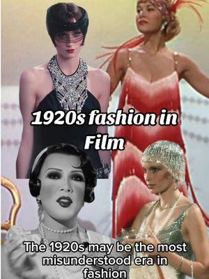 The historical revisionism is just too much 😤.  Video description: Taipei is a drag queen in short dark hair and dramatic 1920s make up wearing a sleeveless satin dress with a fabric flower. The footage of her is in black-and-white. She describes how the costumes in several Hollywood movies have warped the public’s perception of 1920s fashion, while showing stills from these movies to illustrate her points. #artdeco #20sfashion #1920s #filmhistory #flapper #moviecostumes #greatgatsby 