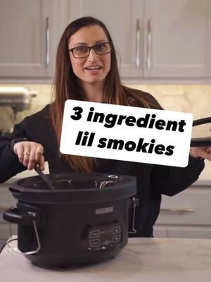 These 3 ingredient lil smokies come together SO quickly. Perfect game day recipe while you spend time with your family. #lilsmokies #crockpotcooking #gamedayrecipes