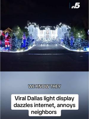 “Their light bill gotta be crazy” The lights are so bright they almost shine like diamonds. The display is dazzling the internet worldwide and attracting massive crowds. Some neighbors aren't happy. We have the full story from NBC 5’s Meredith Yeomans in bio.  #nbcdfw #dallas #dfw #lights #prestonhollow #texas #northtexas #christmas 