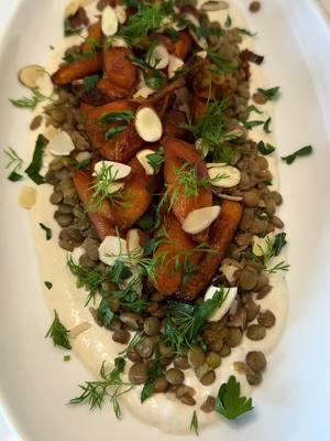 Roated Carrots and Lentils over a Creamy Tahini Sauce  Recipe link in bio ❤️  #roasted #carrots #lentils #tahini #roastedcarrots #fyp #greekyogurt #freshherbs #cook #chef #homecook #homecooking #Recipe #recipes #cookingvideo #recipevideo #recipesoftiktok #recipesforyou #recipeideas #recipetok #food #FoodTok #cookingathometiktoktv #cookwithme #letscook #letscooktogether #letscookfood #almonds 