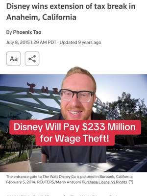 Disney will pay a record breaking $233 million to settle a class action lawsuit alleging 51,000 employees were denied living wages. Disney did NOT deny that it refused to pay the required living wage. Instead, they tried ro argue that they didnt HAVE to pay. They almost got away with it, until the Court of Appeal looked into all the tax subsidies Disney pocketed over the years! #disney #disneyland #costofliving #work #business #california #businessnews #money #minimumwage #livingwage 