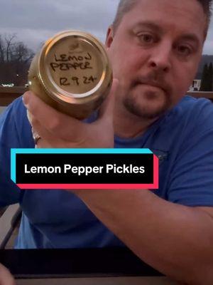 Lemon Pepper Pickles made by CQ Quigg.  Get your own jar by messaging him on FB Messenger.  #picklereview #brinetime #lemonpickles