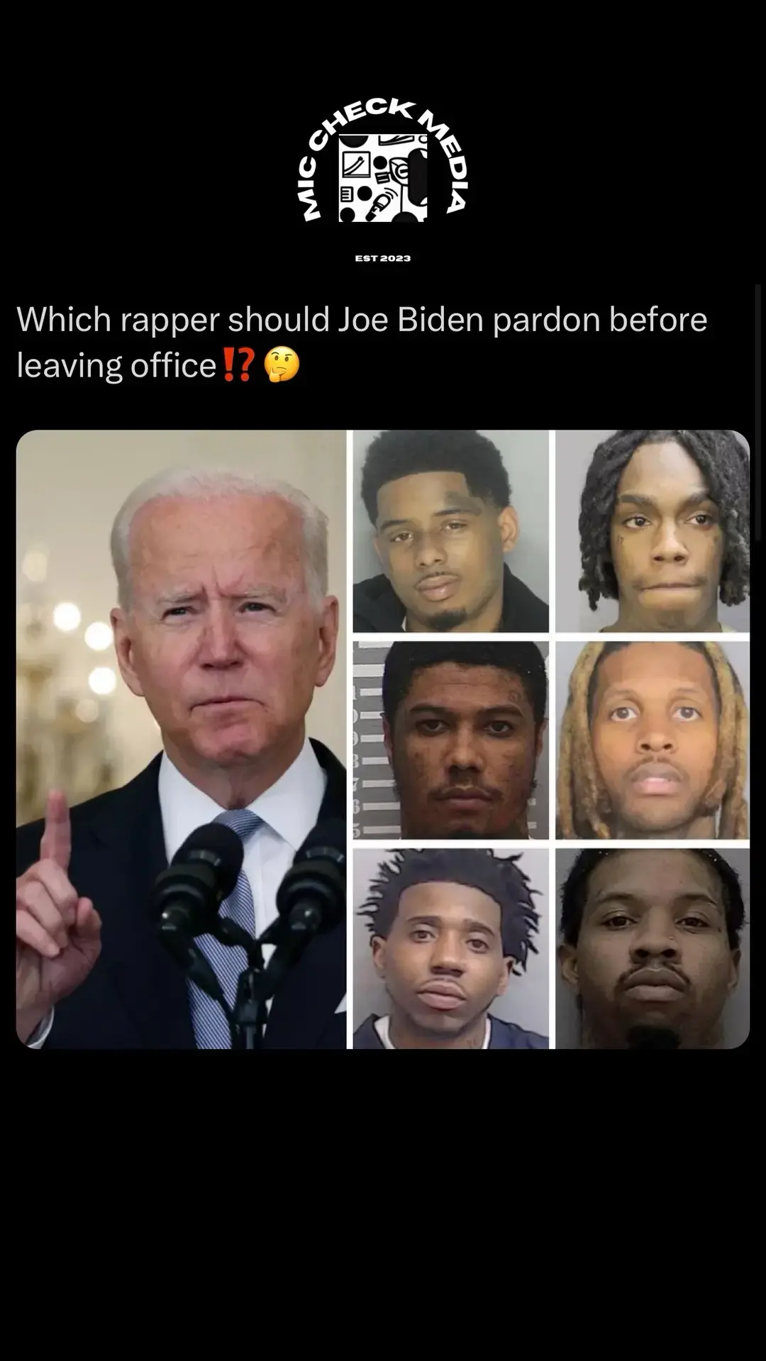 #MicCheckMedia #joebiden #hiphop #ynwmelly #poohshiesty #yfnlucci #fyp 