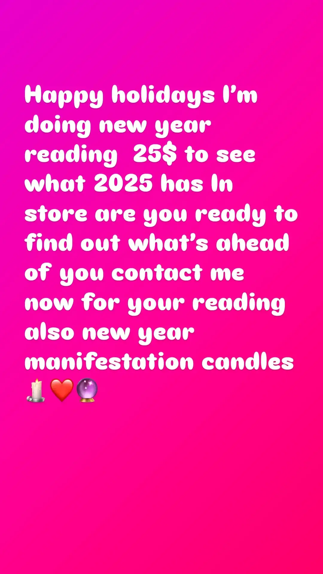 New year reading contact me now for your reading accurate honest psychic reading no sugar costing contact me now,,   #Psychic #toxicrelationships #tarotreading #reconciliation #reconciliation #viral #lovecandle #fypシ #2025 #newyesrsresolution #spells #reunite #chakra 🔮🔮🔮🕯️🕯️🕯️🕯️