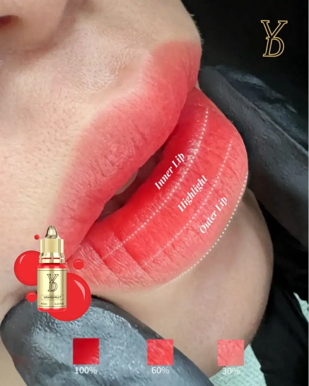 By applying different ratio of our pigment - Grapefruit 🍹 to differnet parts of the lips, you can make beautiful gradient effect! YD Neo Series - available in our bio link shop right now! Make your purchase in 10% off🎁🎁 #ydpmu #lipblush #permanentmakeup #pmulove #darklips #micropigmentation #pigmentation #pmutraining #pmupigments #darklipscorrection #pmumakeup #darklipneutralization #pmu #liptattoo