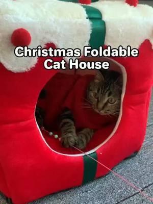 Christmas gift for my furry baby 🥰#christmas #christmasgiftideas #cathouse #cat #catsoftiktok #catmom #catbed #christmascats #fyp #foru 