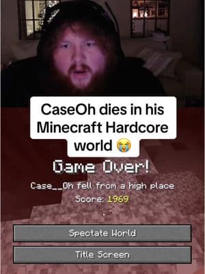 CaseOh dies in his Minecraft Hardcore world 😭 #caseoh #Minecraft #minecrafthardcore #caseohgames #caseohclips #caseohfunnymoments #caseohgamestwitch #clips @Case @CaseOhs_mom 