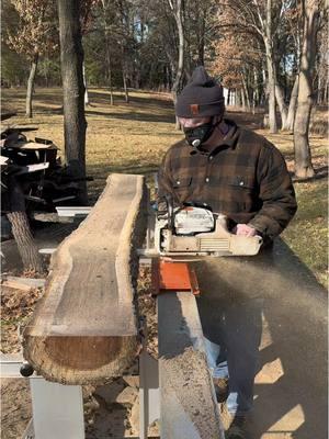 Black Walnut! Woodworkers purchase black walnut of all sizes from me more than any other type of wood. These black walnut slabs will be perfect for home decor woodworking projects such as table tops, charcuterie boards, cutting boards, cribbage boards, coat racks, and more! Black walnut is one of my personal favorites to use for woodworking. Wich woodworking projects would you use these black walnut slabs for? I chainsaw milled this log with my Stihl MS 661, Logosol F2+, and used a ripping chain from @Granberg International. I protected my lungs with the RZM3 from @RZ Mask. Shop Granberg and RZ Mask’s websites and use my code to save money. Code- foxridgeslabs  #woodwork #woodworker #blackwalnut #liveedge #homedecor #chainsawmill #workhard #followyourdreams #satisfyingvideo