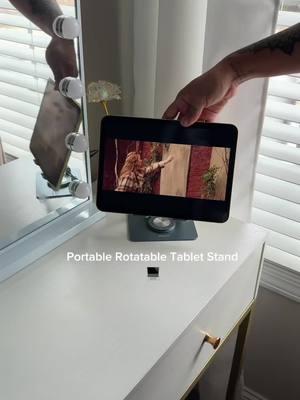 Vanity game changer! ✨ This portable stand lets me watch movies or scroll TikTok while I get ready.  So convenient and sturdy!  What do you guys think? 🤔 #vanitysetup #makeuphacks #musthave #tiktokshopfinds #tiktokholidays #tabletstand #ipadstand #contentcreator #christmasgift #tiktokshopholidaydeals 