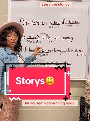 Students will understand and correctly use the plural form of “story” as “stories,” and recognize why “storys” is incorrect. #ELA #GrammarLesson #PluralWords #EnglishClass #StoriesNotStorys #MiddleSchoolEnglish #grammar #GrammarMatters #TeachingTips #ESLHelp #LanguageLearning #WritingSkills #stories #storys #plural #nouns #adjectives 