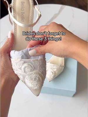 Keep your wedding shoes looking and feeling perfect with these quick tips!👠 #bellabelleshoes #weddingshoes #shoetips #weddingtips #heelhacks #heels #weddingtiktok #bridetobe #2025bride 