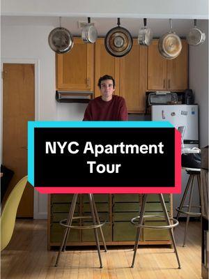 This is my apartment in NYC!  $3,300 a month, 95% of furniture and art acquired secondhand! #nycapartment #apartmenttour #nyc #newyork #newyorkcity #apartmenttoursnyc #fashiontok #fashiontiktok #furniture #secondhandfurniture #midcenturymodern #mcm #prewarbuilding #manhattan #tour #walkup 