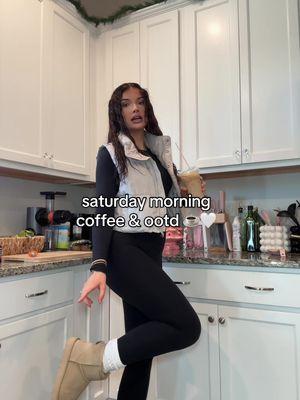 saturday coffee & ootd 🤍 coffee- @Nespresso @Nespresso USA  bodysuit- @PUMIEY on amazon leggings- heynuts leggings in my amazon storefront shoes- @UGG®  jewelry- @Altar’d State  prince jacket- @Fanatics  lakers pants- @COTTON ON  #OOTD #fallootd #winterfashion #winterootd #amazonleggings #uggsootd #latteathome #icedcoffeeathome #nespresso #nespressorecipes 