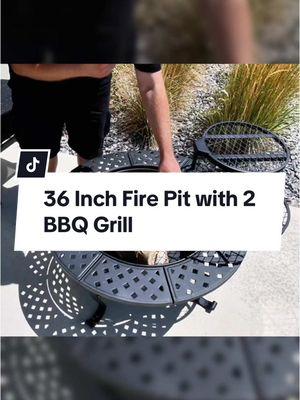 36 Inch Fire Pit with 2 BBQ Grill. #bbqgrill #bbqtiktok #bbqfood #bbq #viralvideo #viraltiktok 