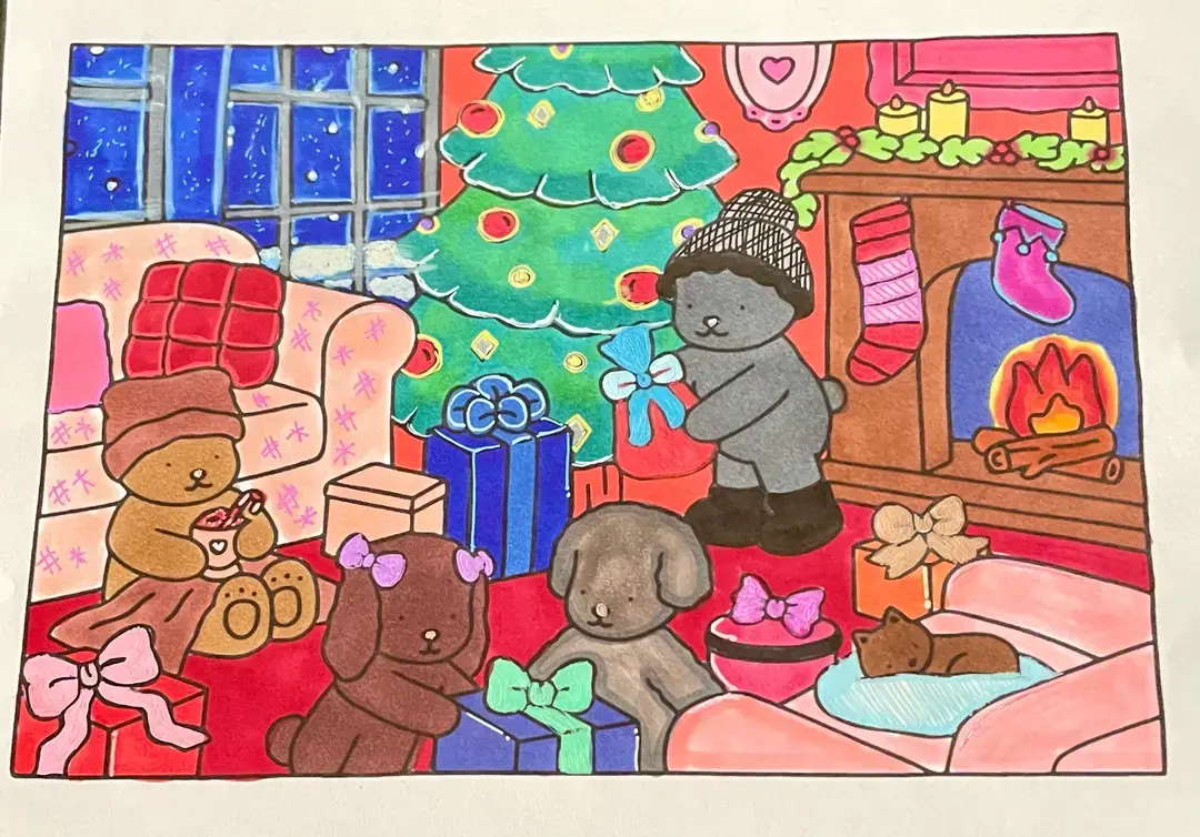 Tis the season for cozy vibes and cute moments! 🎄✨ These adorable bears and pups are bringing all the holiday cheer in this festive scene. What’s your favorite part of this Christmas coloring page? 🎁🐾 #Kaeluv7Colors #ChristmasArt #HolidayVibes #ColoringCommunity #BobbiGoods #CozyChristmas #FestiveColors #ArtTherapy #ColoringFun #CreativeJourney #Kaeluv7