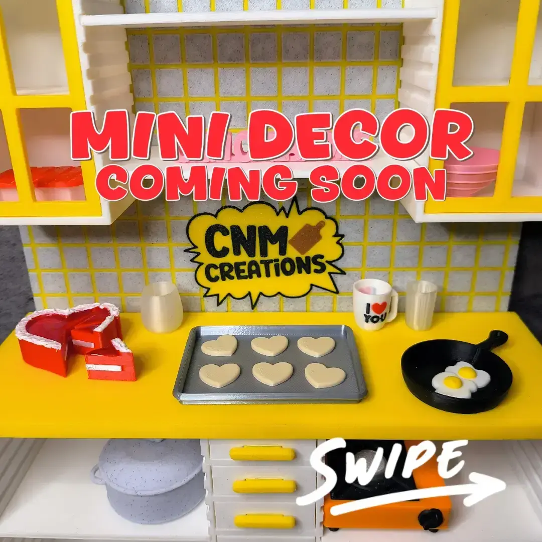 Cooking up something special! 🧑‍🍳🍳 Our latest drop is packed with tiny kitchen essentials perfect for your mini masterpiece setups! Here’s a sneak peek of what’s coming to the shop: 🍲 A classic pot and cast iron pan 🍪 A realistic cookie sheet 🔥 A functional camping stove 🍷 Drinkware for any occasion 💖 Undecorated Valentine’s Day foods to customize your way! Whether you're crafting a cozy kitchen scene or a romantic Valentine’s display, these miniatures will bring your vision to life. Stay tuned for the launch—your Miniverse collection is about to get even better! ❤️ #miniverse #minibrands #miniaturekitchen #miniatures #minidecor #kitchendecor #3dprinted #minikitchen #valentinesdayminis #tinythings #toycommunity #barbieaccessories #minifood 