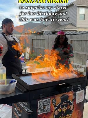 Partnered with @RockStar Hibachi to surprise my sister for her birthday  #HibachiExperience #RockstarHibachi #LiveCookingShow #ChefOnFire #HibachiPartyVibes #GrillAndChill #InteractiveDining #BirthdayHibachi #HoustonEats #HTXFoodie #HoustonFoodScene #HTXGrub #HoustonDining #HoustonFoodiesUnite #FoodReviewHouston #TasteHouston #HTXFoodReview #FoodLoversHouston #RockstarChef