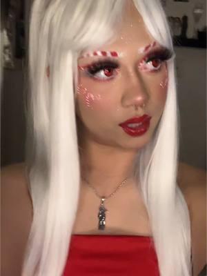 xoxo ❤️🤍❤️🤍 contacts from @BEAUEYE Colored Contact Lenses  style “lucifer’s eye red”  code “emily” for $$ off  lashes from @L.A Blinkz  style “2icey”  code “makeup15” for $$ off #candycane #candycanemakeup #candycanemakeuplook #christmasmakeup #christmasmakeuplook #redandwhitemakeup #candycaneeyeshadow #redandwhiteeyeshadow #macrubywoo #lablinkz #beaueye #makeupxgraves #christmas #whitewig #creativemakeup #mua #fyp 