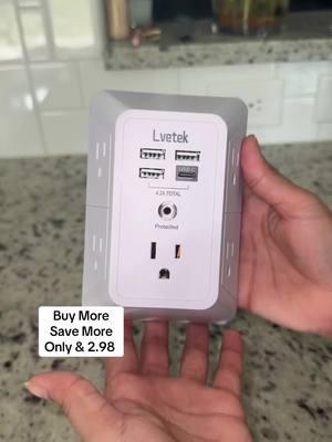 #usb #wall #charger #Surge #protector LVETEK 5 Outlet Extender with 4 USB Ports (1 USB C Outlet) 3 Sided 1680J Power #strip #multi #plug #outlets #wall #adapter Spaced #for #Home #travel #TikTokShop #foryourpage #viralvideo 