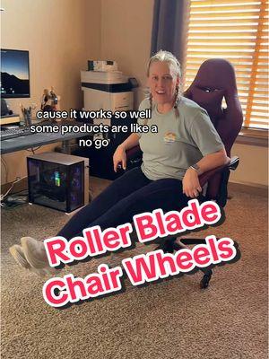 Roller Blade Wheels for Gaming/Office Chair @Mike D #wheels #gamechair #rollerblade #carpet #waybetter #oasis  #officechair #swapwheels #newwheels #glide 