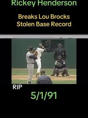 RIP Rickey Henderson  #rickeyhenderson #oaklandathletics #oaklandas #stolenbase #loubrock #basestealing 