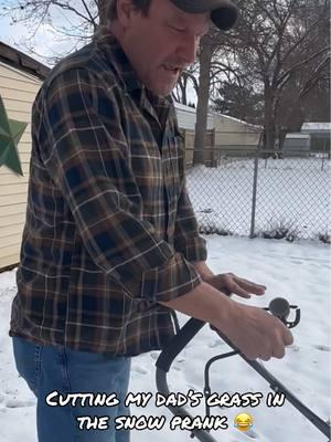 Cutting my dad’s grass in the snow prank. #dad #prank #reaction #comedy #funny #family #drama #fatherson #fatherandson #relatable #dadlife #dadsbelike #dadjokes #dadsoftiktok #foryou #fyp #trend #trending #this #original 