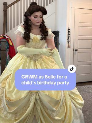 Grwm for a child’s birthday party ✨ #grwm #partyprincess #princessparty #princesspartyperformer #princesstok #foryoupage #fyp #costume #Vlog #beautyandthebeast #belle 