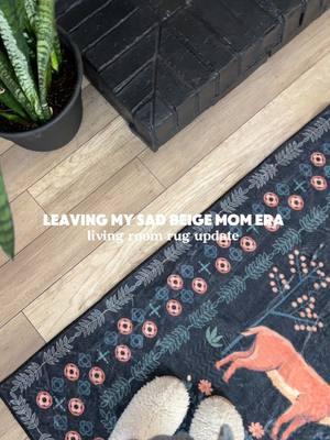 Leaving my sad beige mom era! Obsessed with this new rug! 🤭 now i want a new couch 😅 #washablerugs #washable #lahomerugs #sahmlife #momoftoddlers #toddlermom #toddlermomlife #livingroomdecor #livingroommakeover #livingroommakeover #cozyhomedecor #cozyhome #sadbeigemom 