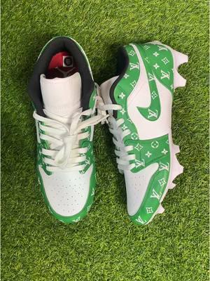 Green LV 🍀 #drxpcustomz #lv #explore #foryoupage #custom #customcleats #footballcleats #highschoolfootball #CollegeFootball 