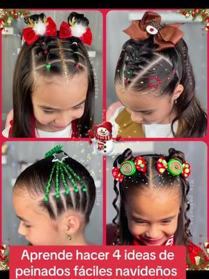 4 ideas de peianados fáciles navideños 🎄 #christmashair #peinadosnavideños #peinadosfaciles #peinadosnavideñosfaciles #peiandosnavideñosparaniñas #fyp