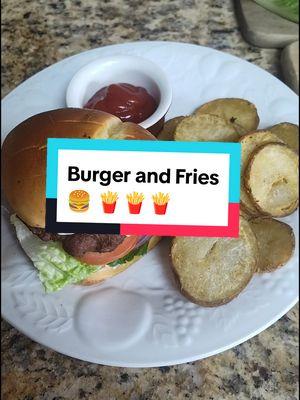 Solo dinner - Let's eat 🤤 only missing my pickles 😩. I'd so be a cheap date. A burger, fries and a double scoop of ice cream, rocky road and mint n chip to be exact and I'd be a happy girl 😉😜.  #burgerandfries #burger #fries🍟 #athomemeals 