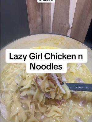 Lazy girl chicken & noodles. My cast iron pot is in my showcase 😘. Easy comfort food recipe! #ComfortFood #EasyRecipe #DinnerRecipe #Soup #chickennoodlesoup #ChickenSoup #KidFriendlyRecipe #FeelGoodFood #FoodieFriday #NewYearNewYou