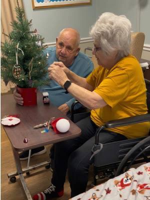 Had to speed this up- this  was originally an 8 minute video 🤣🎄Gram hanging all the new ornaments that were sent to her ♥️ Cant wait to get our girl home on Monday 🙌🏼 #jockandbelle #fypシ゚viral #grandparentsoftiktok #laugh #marriage #grandpa #62years #Love #grandma #christmas #christmastree 