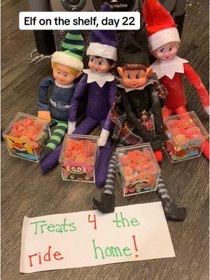 Elf on the shelf, day 22! Fancy road trip treats! #elfontheshelf #elfontheshelfideas #december22nd