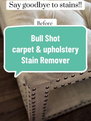 One thing i didnt think about buying a fabric ottoman, is how id clean it!Ive tried EVERY product because i refuse to pay hundreds for it to be professionally cleaned all the time! I want something i can do when i need to and thats also affordable! But finding something that actually worked has been a challenge until NOW! Bull shot stain remover is a game changer to all things STAINED! Save yourself the trouble of products that dont work and grab this to tackle your carpet & upholstery stains! The before and after speaks for itself! #upholsterycleaning #bullshot #upholstery #upholsterycleaner #stainremover #stainremoval #stainremoverhack #stains #removestains 