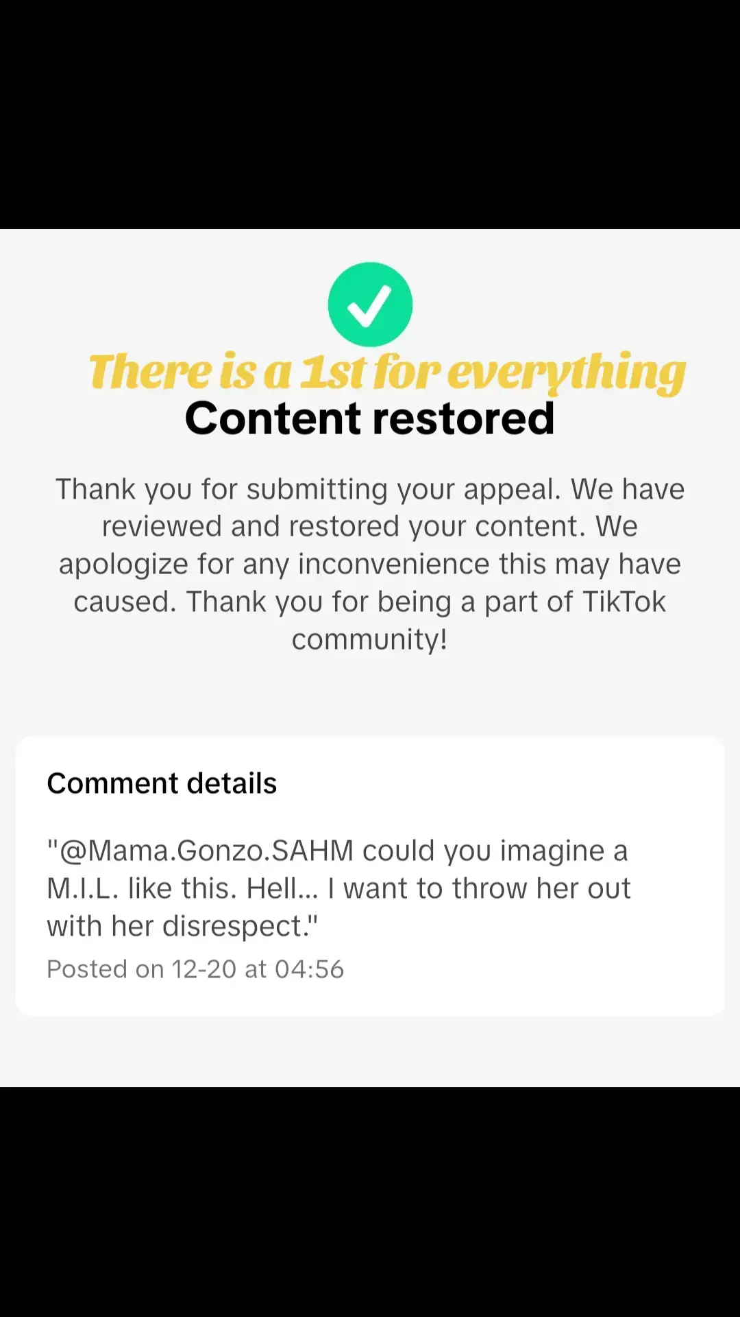 APPEAL APPROVED!!!  🎯 Niche identification: #Humor #Witty  #IYKYK #TikTokforcreators #relatable #Hippiehoodbaby #sheshere #f #thankyouall #Imtryingtowantto #1M #fyp #COMEBACK #Texas #texascheck #Jeep 