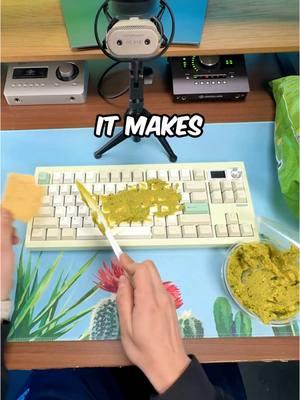 I finally tried the Avocado keyboard hack! 🥑 If you don’t want to go through the trouble of making these yourself I also sell these already made! They’re the Keygeek Avocado linear switches. Full keyboard build is: - Keyboard: Pastel Green GMK87 - Switches: Keygeek Avocado linear switches - Keycaps: Matcha PBT - Desk Mat: Cactus Desk Mat #mechanicalkeyboard #customkeyboard #tech #desksetup #keyboardasmr #mousepad #deskmat #desksetup #typing #typingasmr #skit 