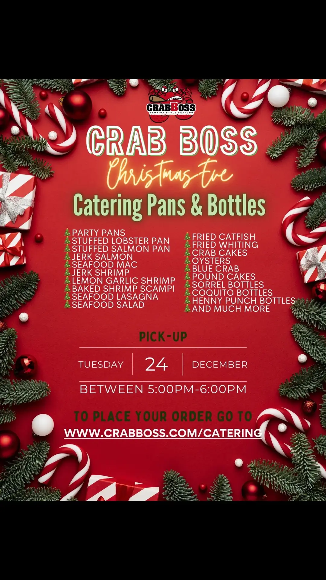 HURRY AND GET YOUR ORDERS IN!!!!!! TO ORDER TAP ON THE LINK 🔗 IN MY BIO OR GO TO  WWW.CRABBOSS.COM AND TAP ON THE CATERING LINK 🔗  HURRY AND PLACE YOUR ORDERS!!!! PREORDER ONLY!!!! PICK UP WILL BE ON CHRISTMAS EVE FROM THE BRANDYWINE LOCATION  #crabboss #fyp #Christmas 