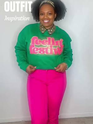 #creatorsearchinsights Feeling festive and fabulous at the office holiday party! 🎄✨ Rocking my pink, green, and gold vibe with a Feeling Festive sweatshirt from Kirkland’s, pink pants, and gold shoes from Old Navy. Luxe touches? A gold faux collar and headband, of course! 💕 What’s your go-to holiday party look? Let me know below! 🎁💖 #OOTD #HolidayStyle #OfficePartyChic What’s your favorite way to add a festive touch to your office party look? Comment below and follow for more style inspo! 🎄✨ Visit mt LTK to shop look #HolidayOOTD, #FeelingFestiveSweatshirt, #OfficePartyLook, #FestiveStyle, #PinkAndGreenStyle, #LuxeOnABudget, #OldNavyStyle, #HolidayPartyFashion, #KirklandsFinds, #OfficeHolidayChic