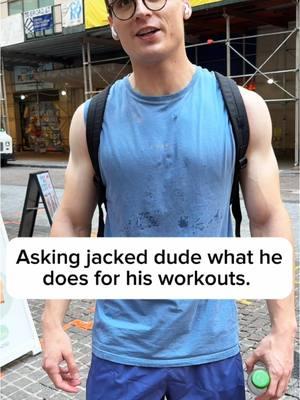 Asking jacked dude what he does for his workouts. #nyc #workout #fyp #FitTok #deadlift #pullup #fitness 