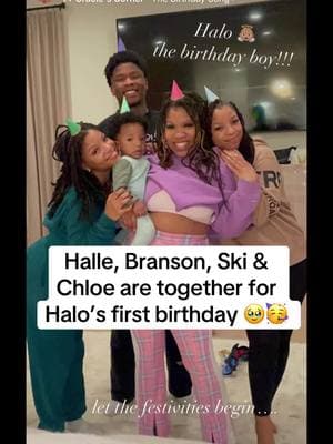 Cuteeee!!! 🥳🎉1️⃣  #chloebailey #hallebailey #skibailey #bransonbailey #Siblings #firstbirthday #Halo #family #party  