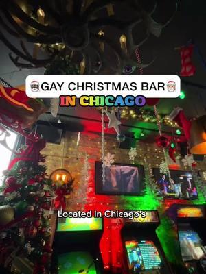 Gay Christmas Bar in Chicago: 📍Replay Lakeview. 🏳️‍🌈🏳️‍⚧️🎄✨ #lgbtchicago #lgbtqchicago #chicagobar #northalsted #lifeinchicago #chicagocreator 