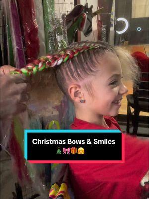 Festive and fabulous! ❤️🤍💚 This Candy Cane Dutch Braid into Bow Space Buns shines bright with red, white, and green tinsel – the perfect holiday hairstyle for your little Christmas star! 🎄✨ #HolidayHairGoals #CandyCaneBraids #ChristmasJoy #ChristmasStar #AllSmiles #Gabby101 #HolidayHair #ChristmasBuns #FestiveHairstyles #BraidedMagic #TinselHair #ChristmasVibes #BraidingJoy #RedWhiteGreen #HolidayStyles #BowSpaceBuns #BraidsForTheHolidays #LittleHolidayStar #ChristmasSparkle #BraidsByGabby #omg #fyp #fypシ 